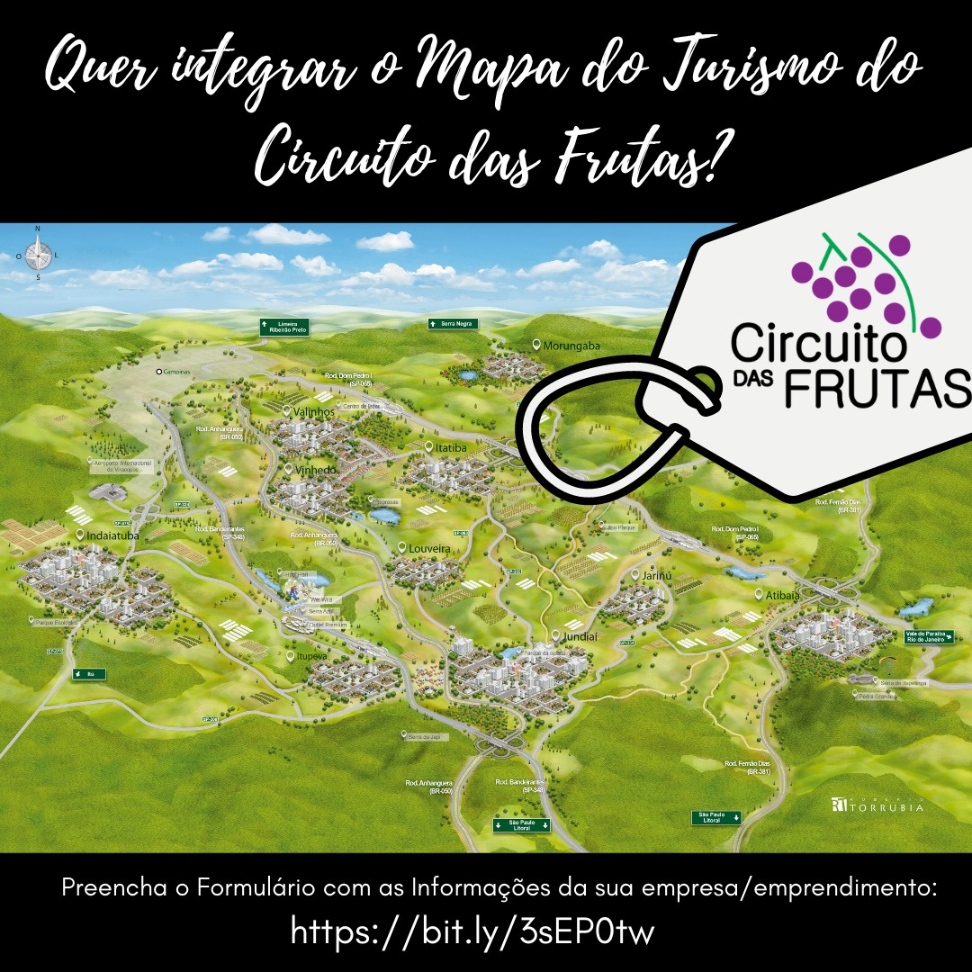 Valinhos abre cadastramento para Mapa de Turismo do Circuito das Frutas